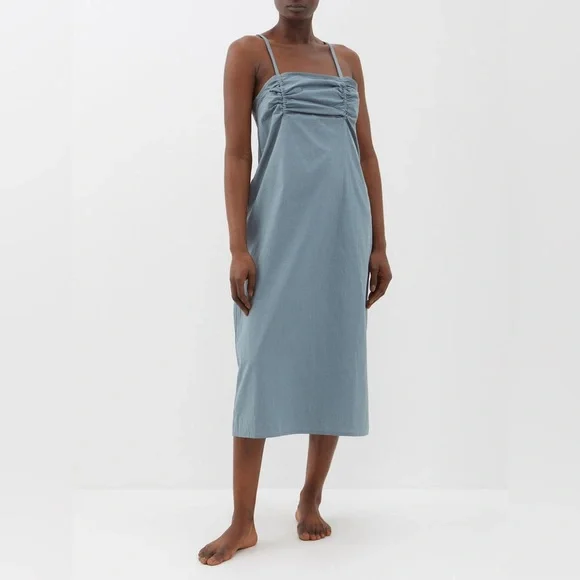 Deiji Studios | Dresses | Deiji Studios Striped Dress The Day Ruched Cotton  Nightdress | Poshmark